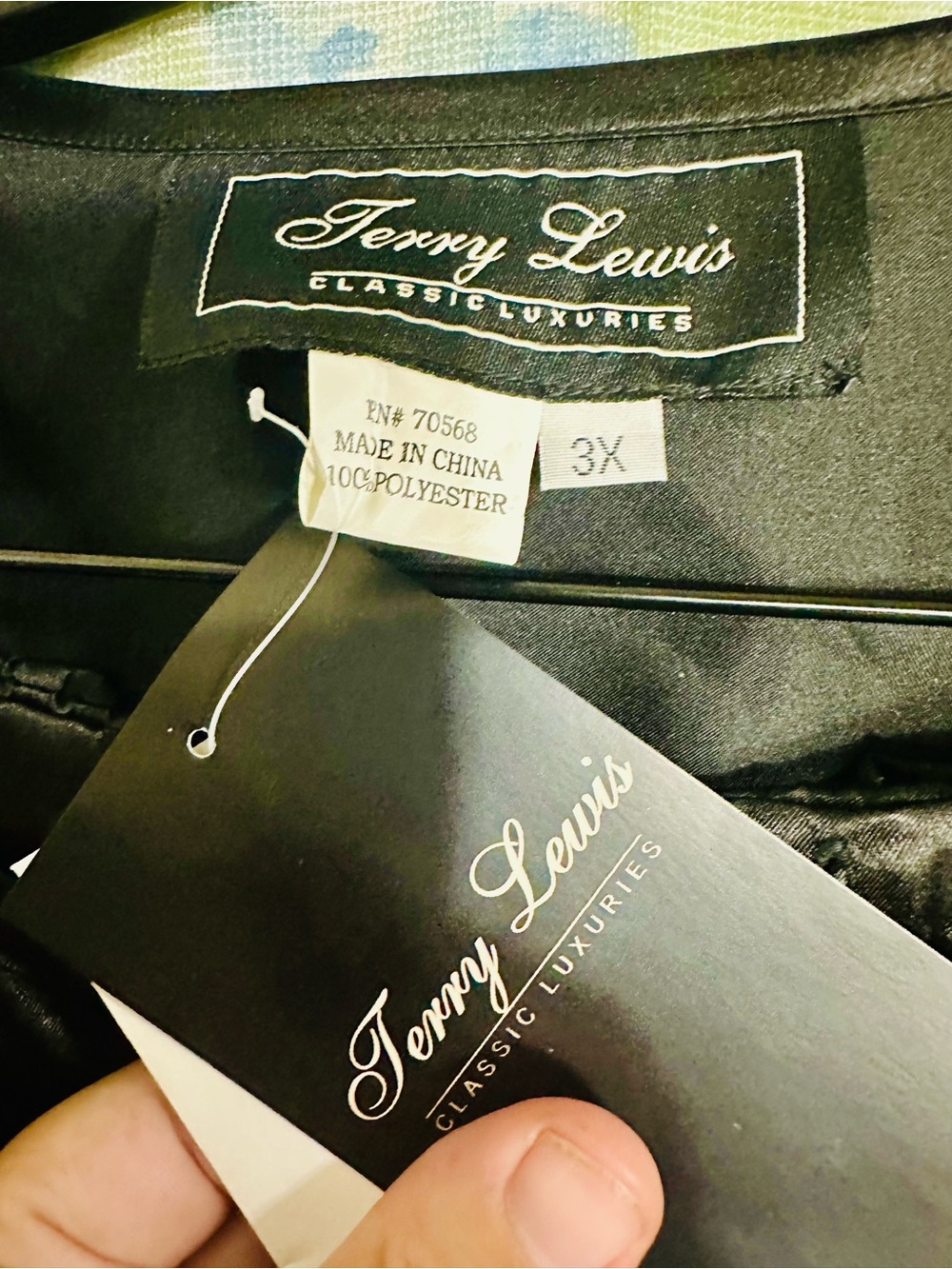 Terry Lewis Satin Pajama Set Black Lounge Set 3X NWT - Picture 2 of 4